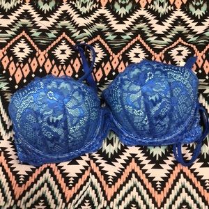 A blue colored Pink bra